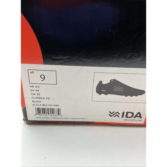 IDA Classica FG Soccer Cleats Black Leather Lace-Up Woman Size 9 - Picture 7 of 9